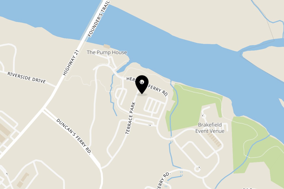 Map showing the location of Blend Riverwalk on 652 Herrons Ferry Road in Rock Hill